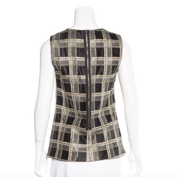 🖤 Marni Black and Gold Metallic Plaid/Gingham Top - perfect for Christmas, NYE! - Picture 2 of 4